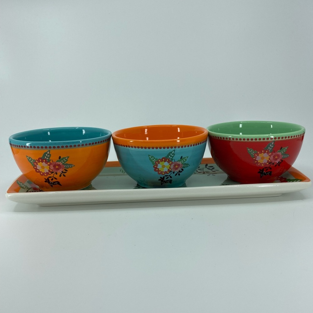 Magenta Sugar Skull Bowl Set with Tray
New in Box